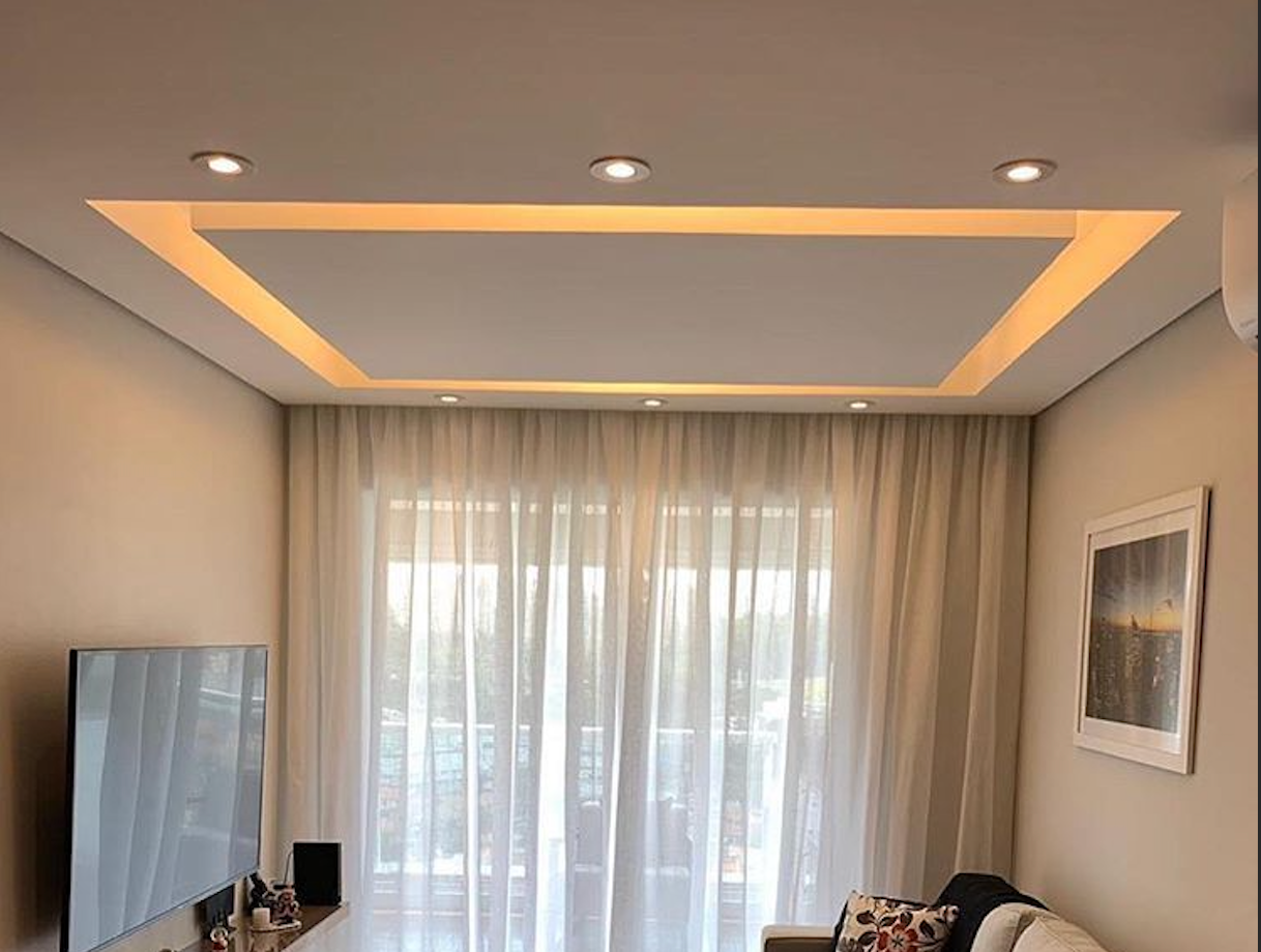 Ambiente finalizado com acabamento em gesso